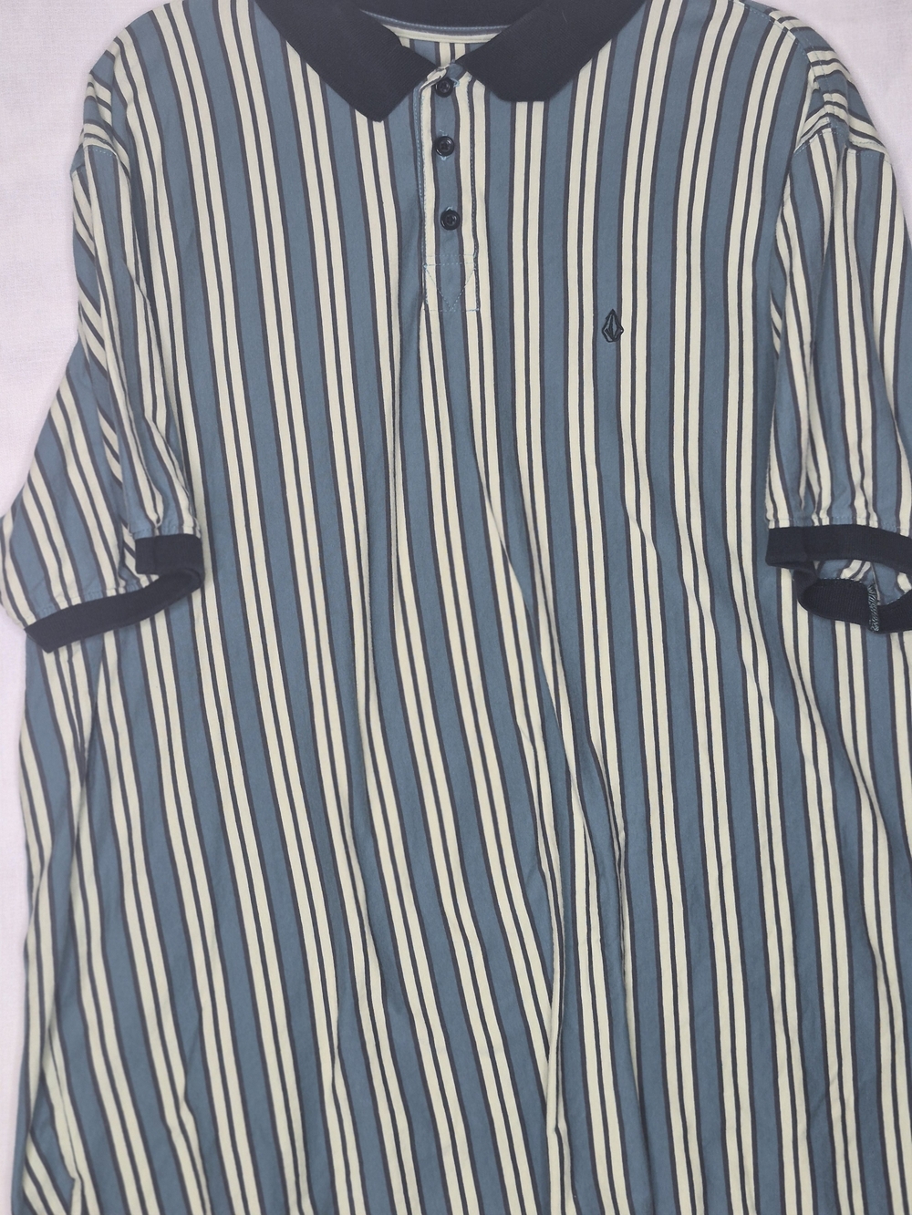 Volcom Blue & White Striped Polo Shirt Jacket